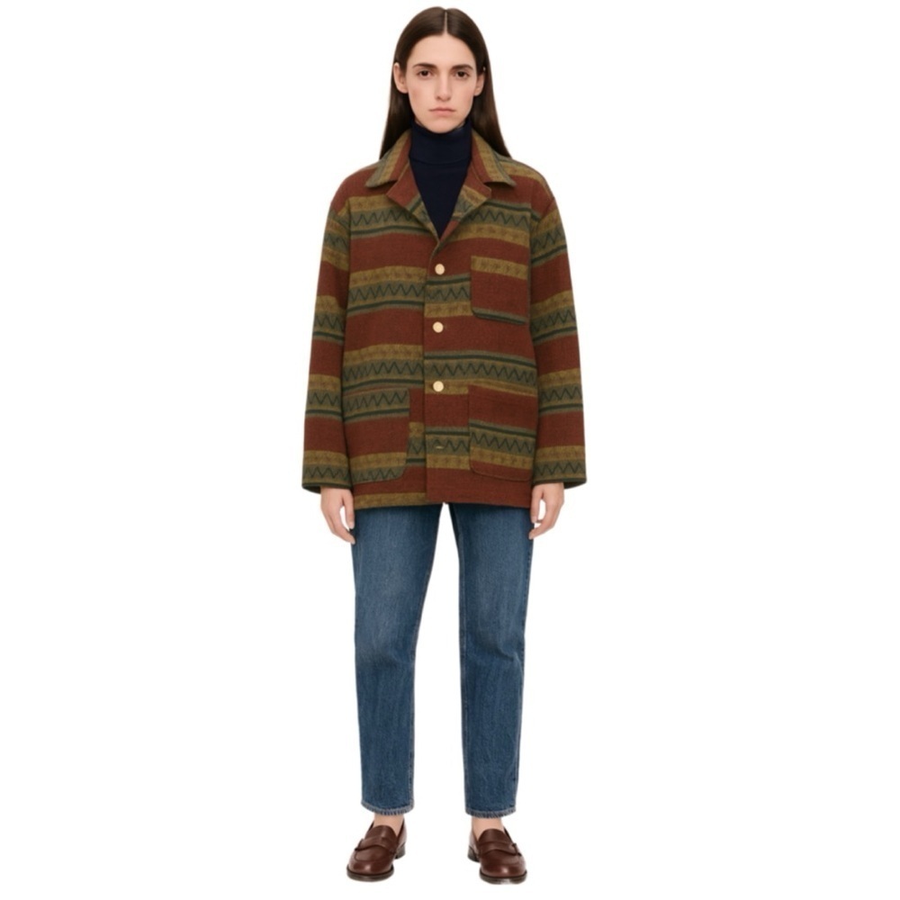 Rikkene Vintage Wool-Blend Aztec-Pattern Jacket Size L - Picture 5 of 7
